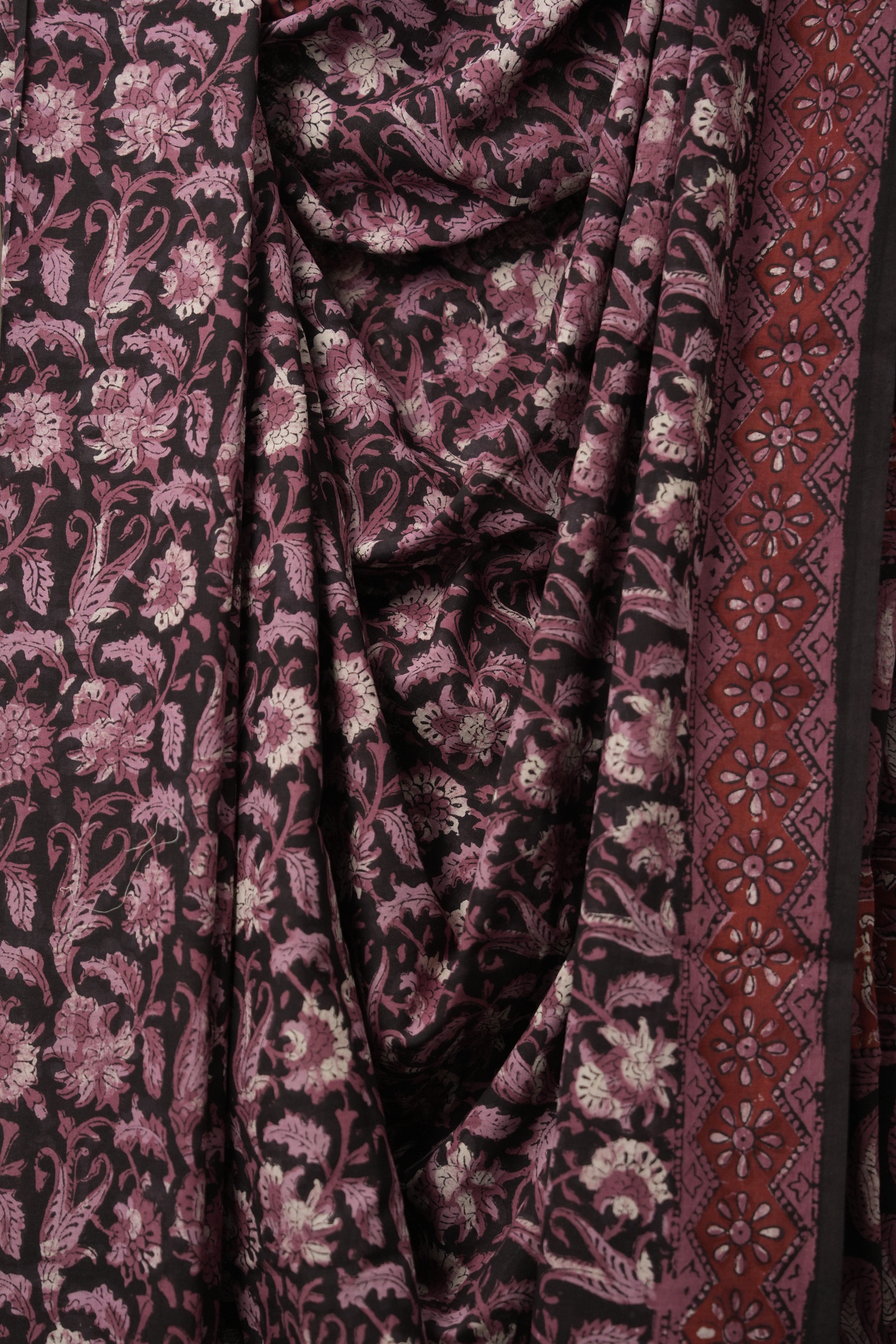 Maroon Black HBP Cotton Saree - SRMBCS3152