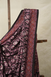 Maroon Black HBP Cotton Saree - SRMBCS3152