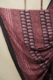 Maroon Black HBP Cotton Saree - SRMBCS3152