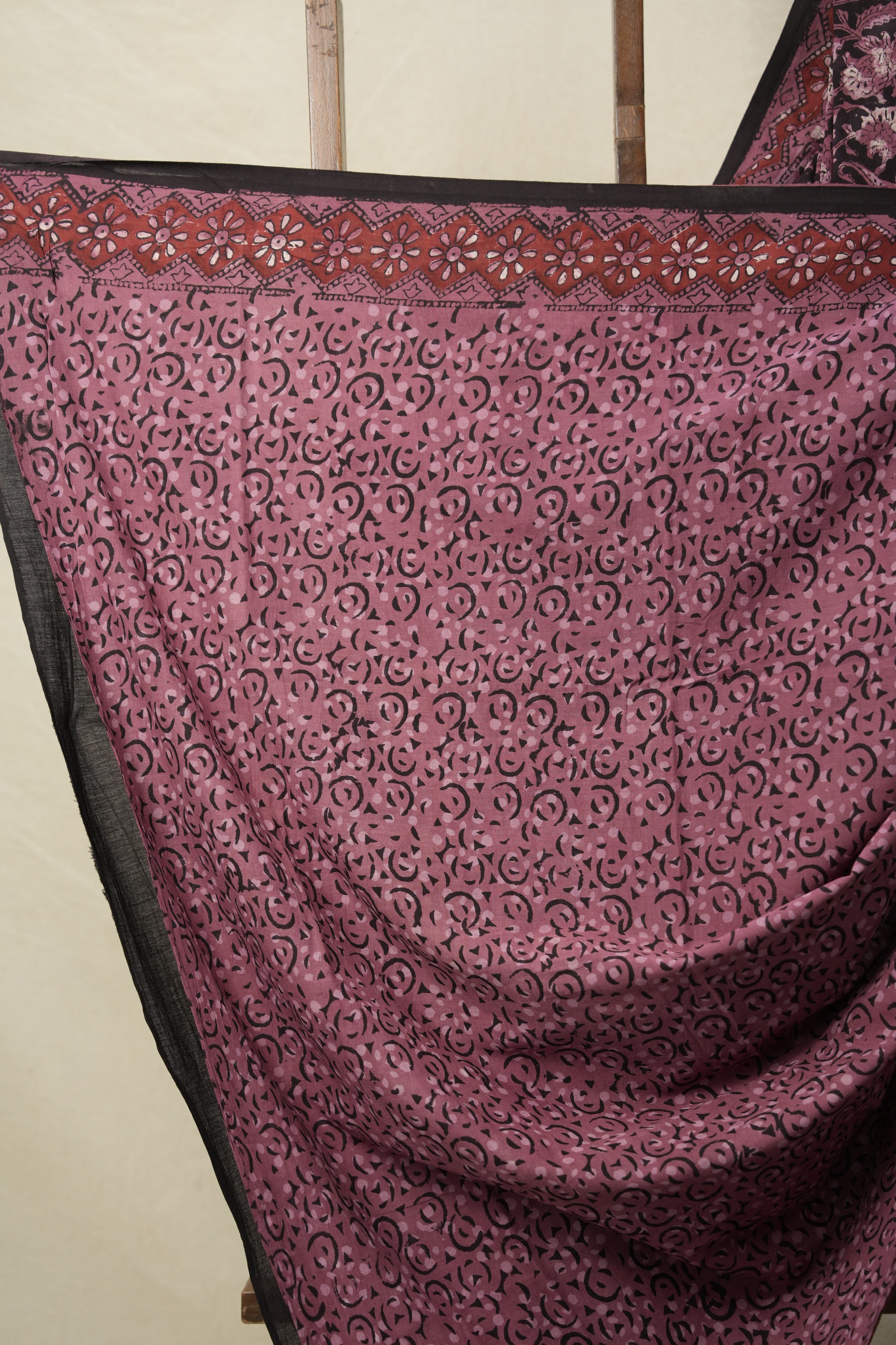 Maroon Black HBP Cotton Saree - SRMBCS3152