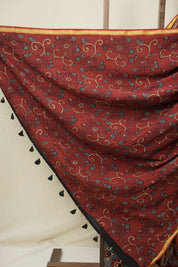 Light Blue HBP Cotton Ajrakh Saree - SRLBCAS10