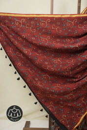 Light Blue HBP Cotton Ajrakh Saree - SRLBCAS10