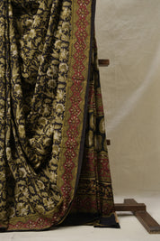 Mehndi Green Black HBP Cotton Saree - SRMGBCS3154