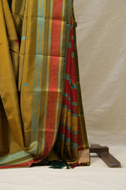 Two Tone Mehendi Green Kanjeevaram Silk Saree - SRTTMGKSS275