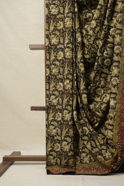 Mehndi Green Black HBP Cotton Saree - SRMGBCS3154