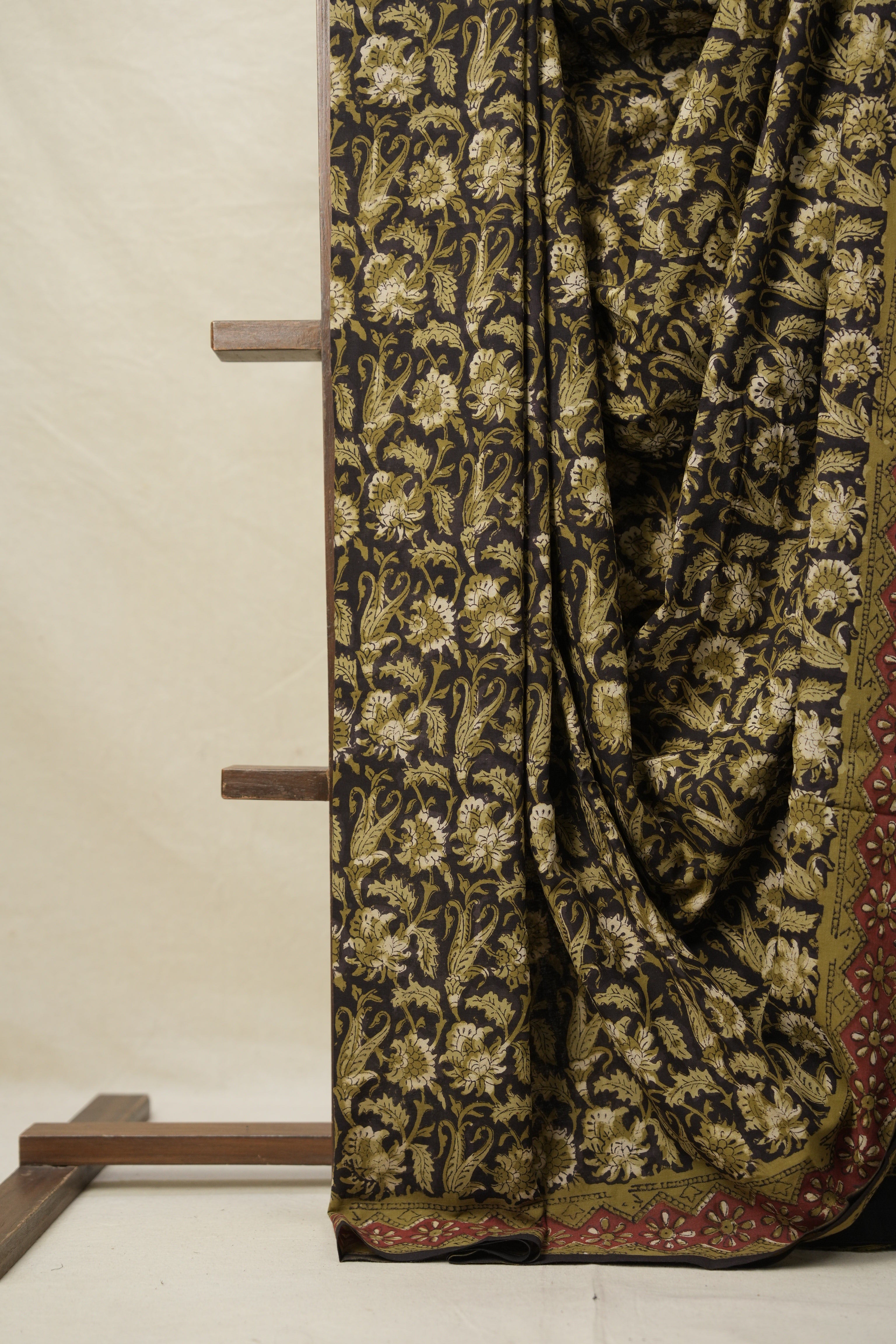 Mehndi Green Black HBP Cotton Saree - SRMGBCS3154