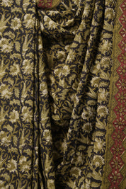 Mehndi Green Black HBP Cotton Saree - SRMGBCS3154