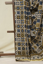 Cream Beige HBP Cotton Ajrakh Saree - SRCBCAS09