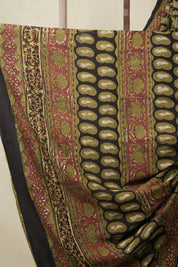 Mehndi Green Black HBP Cotton Saree - SRMGBCS3154