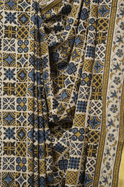 Cream Beige HBP Cotton Ajrakh Saree - SRCBCAS09