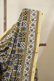 Cream Beige HBP Cotton Ajrakh Saree - SRCBCAS09