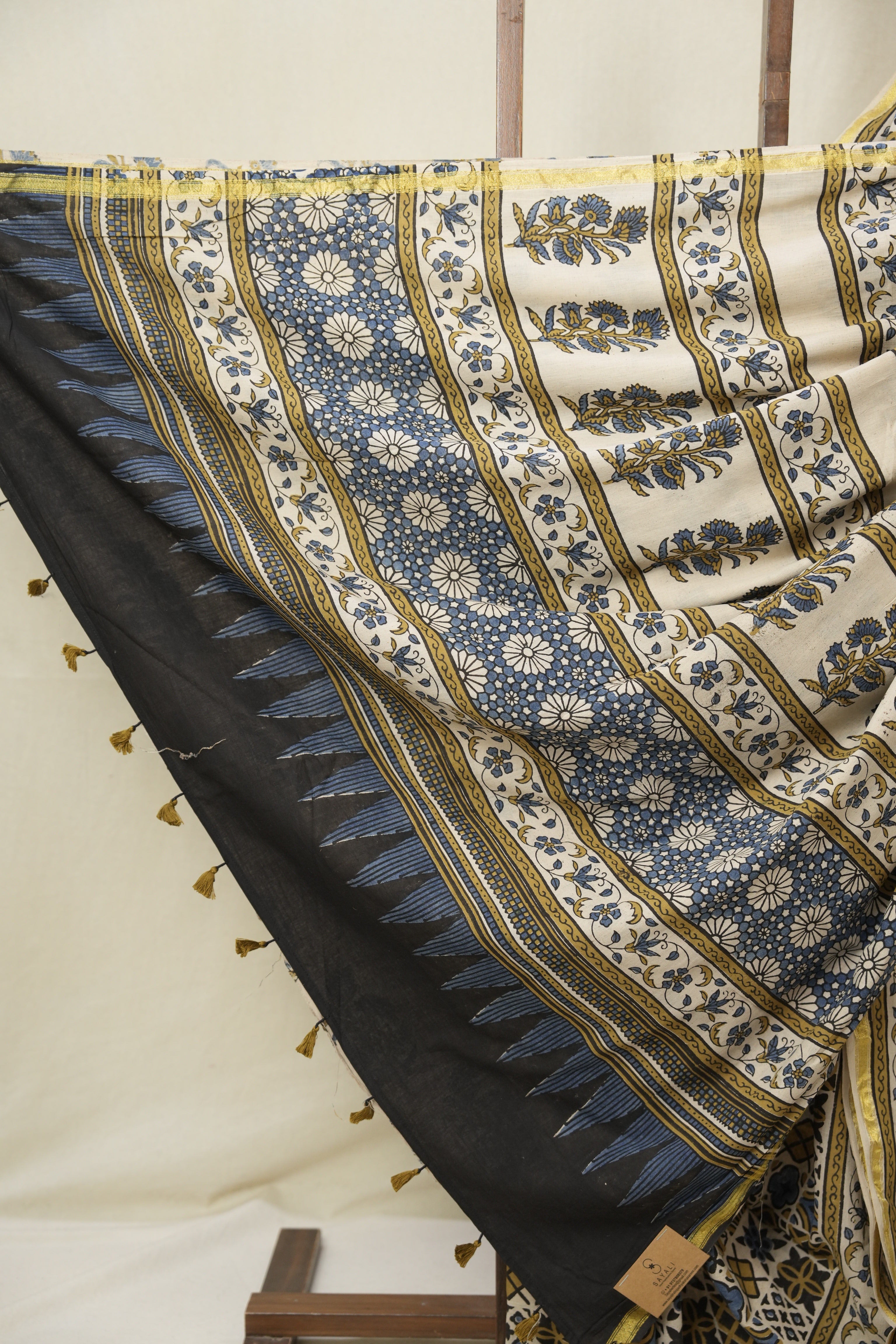 Cream Beige HBP Cotton Ajrakh Saree - SRCBCAS09