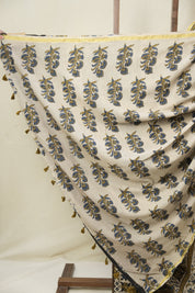 Cream Beige HBP Cotton Ajrakh Saree - SRCBCAS09