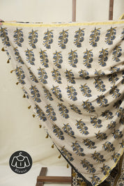 Cream Beige HBP Cotton Ajrakh Saree - SRCBCAS09