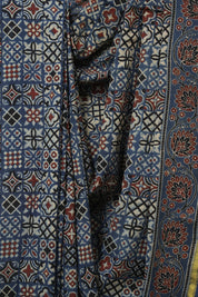 Blue HBP Cotton Ajrakh Saree - SRBCAS08