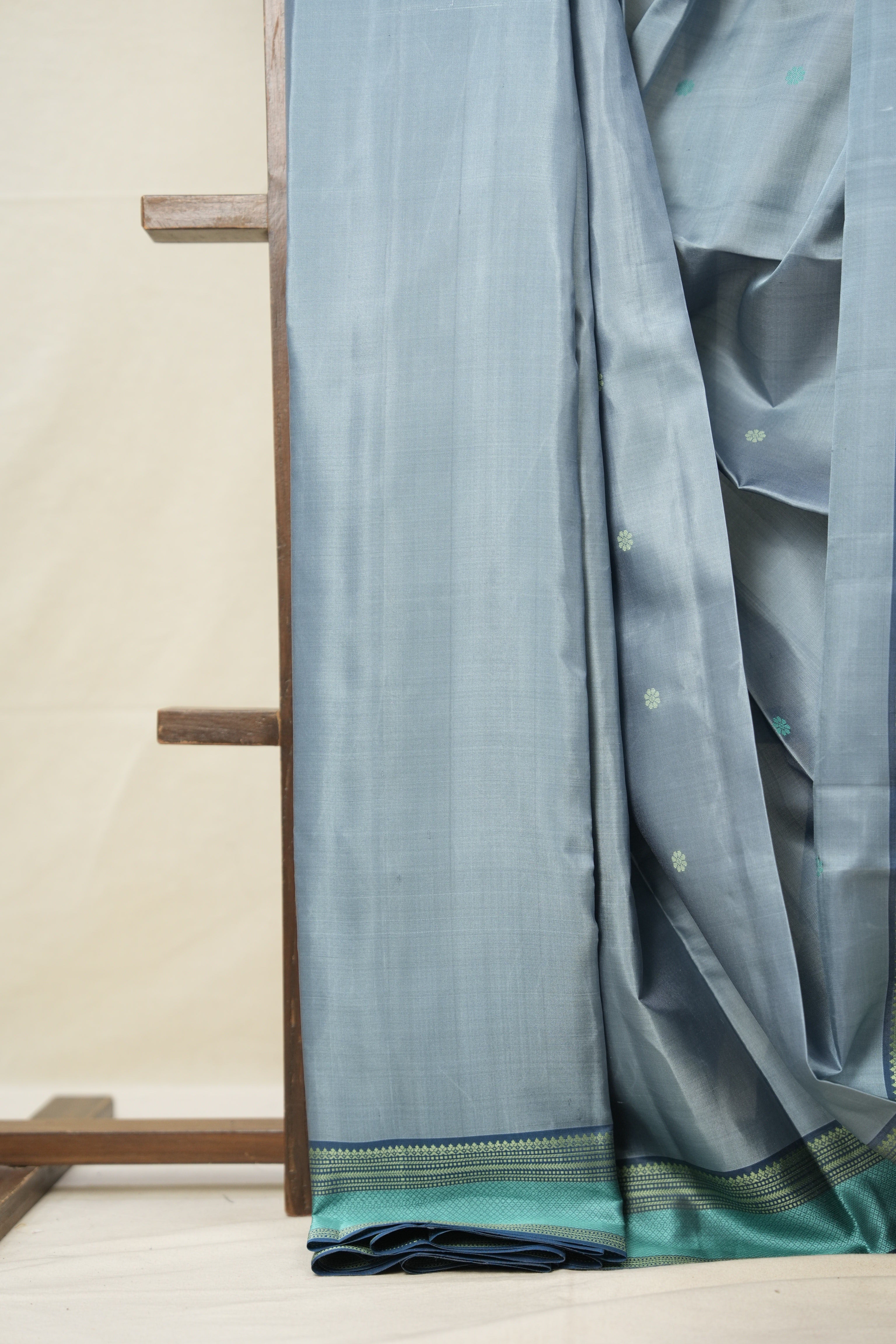 Steel Grey Kanjivaram Silk Saree - SRSGKSS968