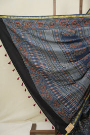 Blue HBP Cotton Ajrakh Saree - SRBCAS08