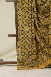 Mustard HBP Cotton Ajrakh Saree - SRMCAS07