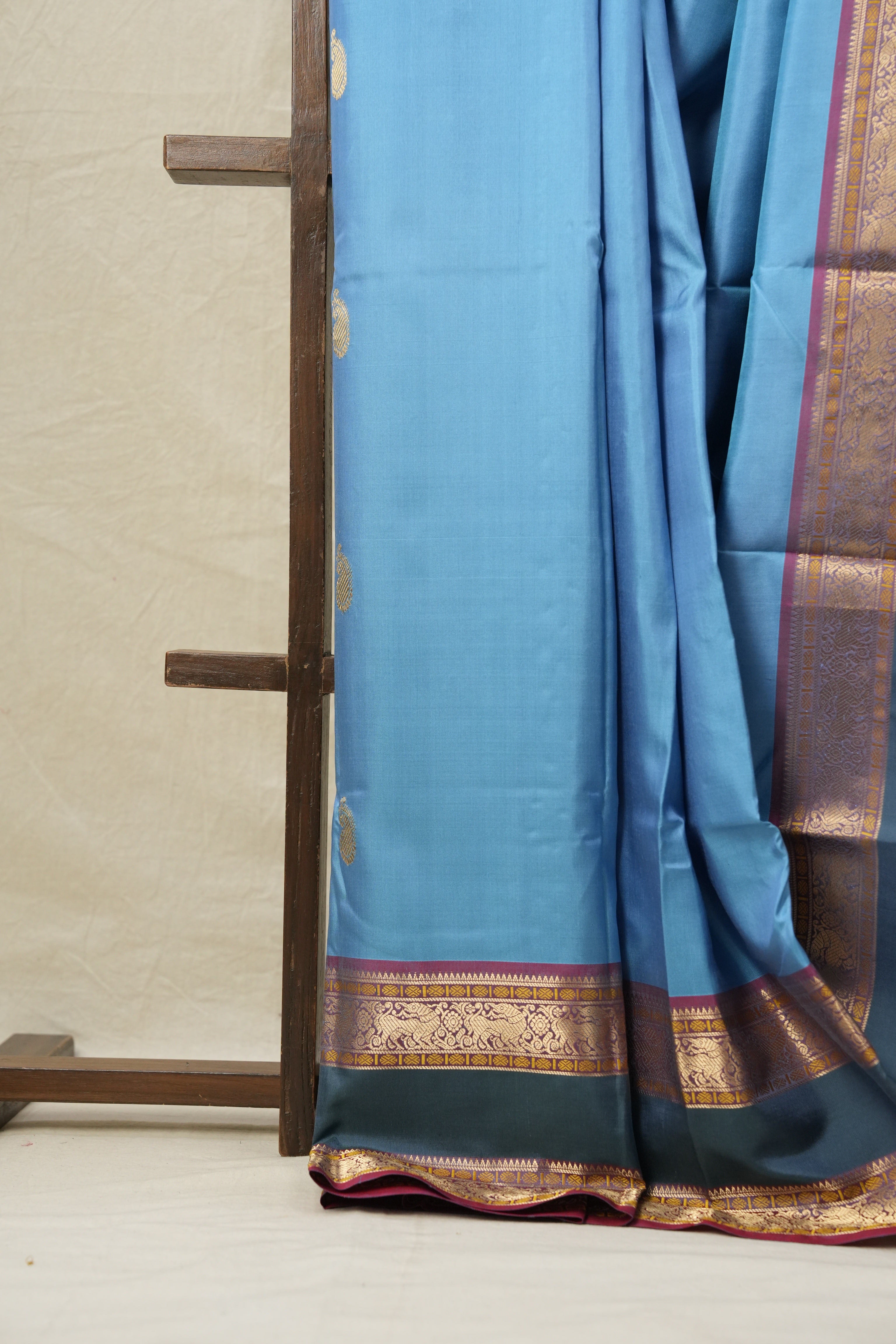 Sky Blue Kanjeevaram Silk Saree-SRSBKSS221