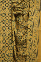 Mustard HBP Cotton Ajrakh Saree - SRMCAS07