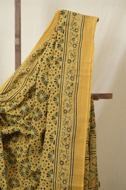 Mustard HBP Cotton Ajrakh Saree - SRMCAS07