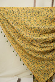 Mustard HBP Cotton Ajrakh Saree - SRMCAS07