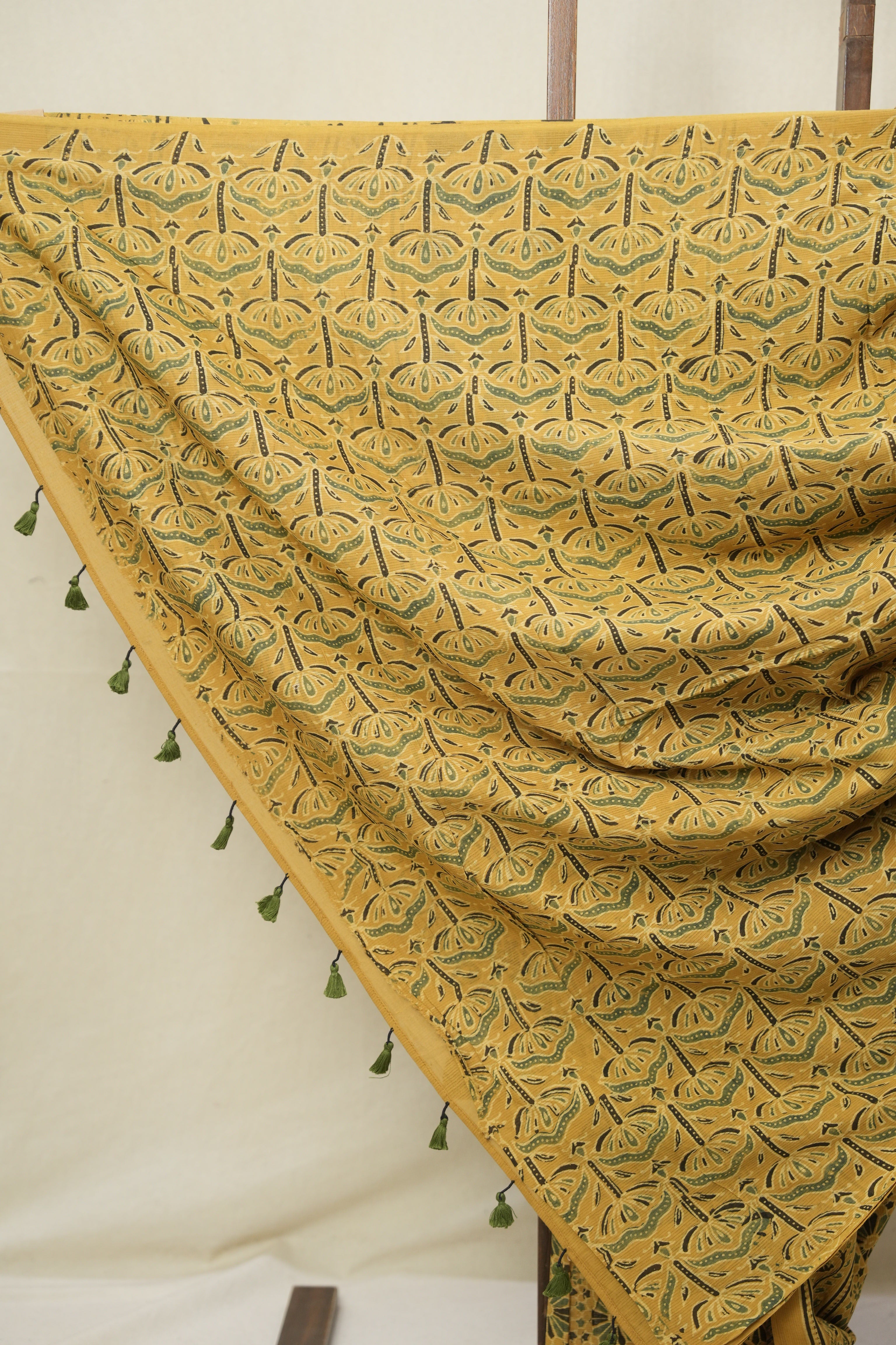 Mustard HBP Cotton Ajrakh Saree - SRMCAS07