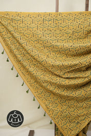 Mustard HBP Cotton Ajrakh Saree - SRMCAS07