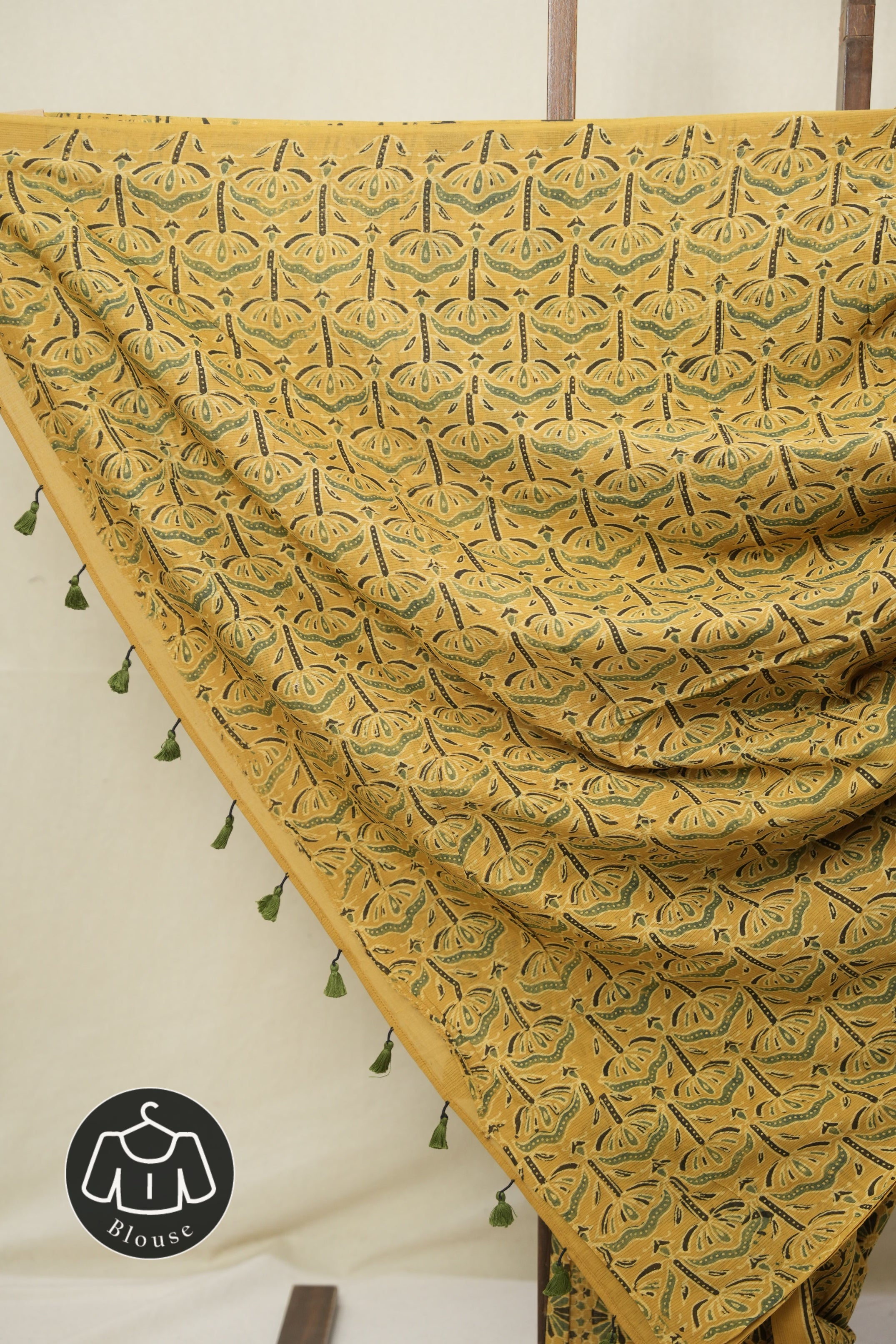 Mustard HBP Cotton Ajrakh Saree - SRMCAS07