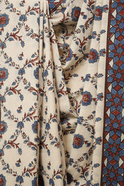 Cream HBP Cotton Ajrakh Saree - SRCCAS05