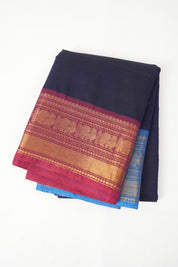 Navy Blue Kanchi Cotton Saree - SRNBKCS1075