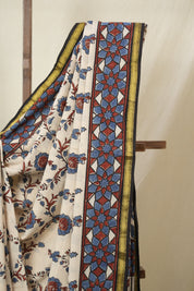 Cream HBP Cotton Ajrakh Saree - SRCCAS05