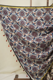 Cream HBP Cotton Ajrakh Saree - SRCCAS05