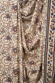 Cream HBP Cotton Ajrakh Saree - SRCCAS04