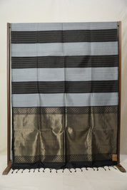 Grey Black Soft Silk Saree - SRGBSSS367