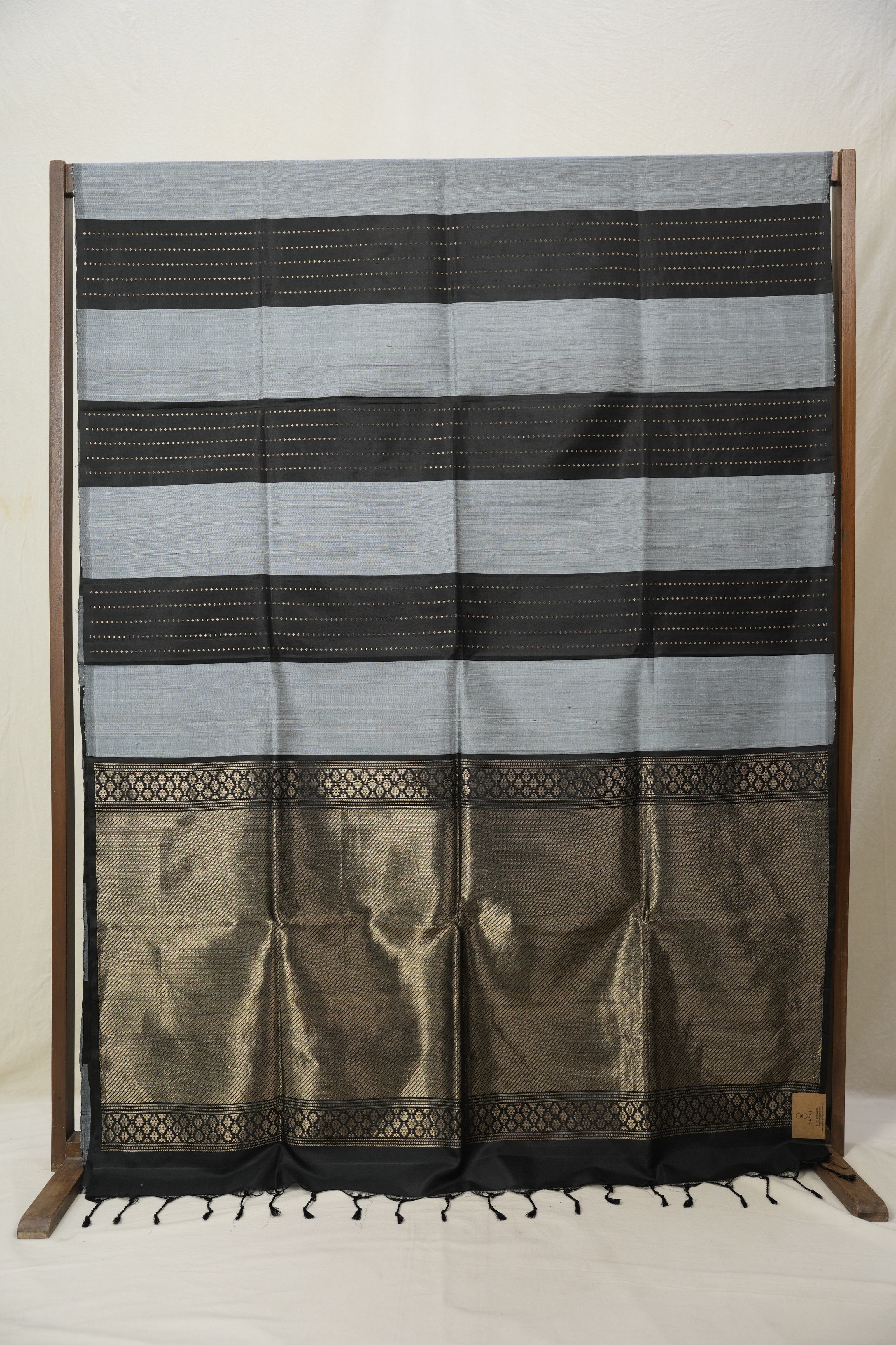 Grey Black Soft Silk Saree - SRGBSSS367