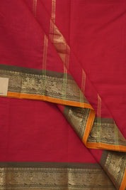 Red Kanchi Cotton Saree - SRRKCS1070