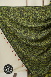 Green Black HBP Cotton Ajrakh Saree - SRGBCAS03