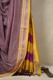 Light Maroon Cotton Ilkal Saree with Chikki Border - SRLMCIS641