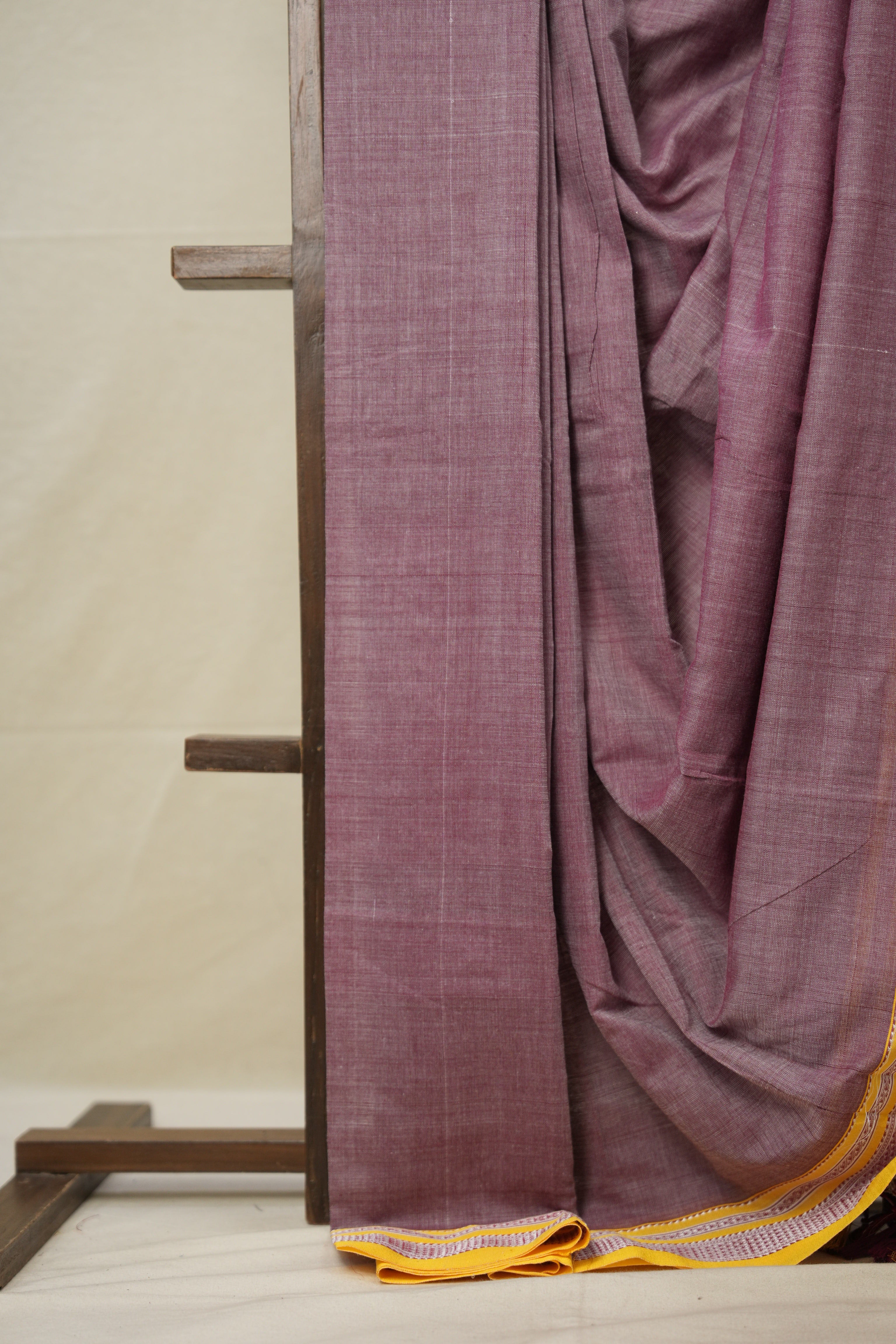 Light Maroon Cotton Ilkal Saree with Chikki Border - SRLMCIS641