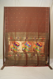 Two Tone Maroon Cotton Paithani Saree - SRTTMCPS726