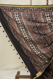 Black HBP Cotton Ajrakh Saree - SRBCAS02