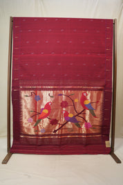 Maroon Cotton Paithani Saree - SRMCPS725