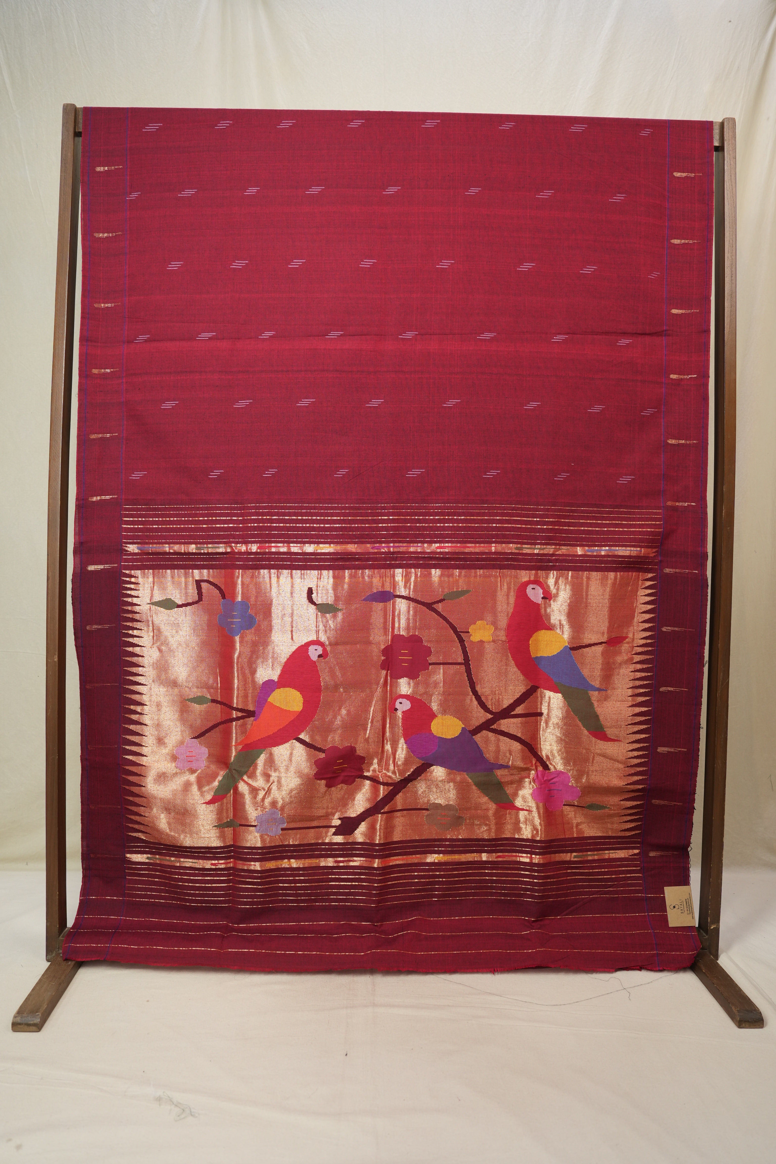 Maroon Cotton Paithani Saree - SRMCPS725