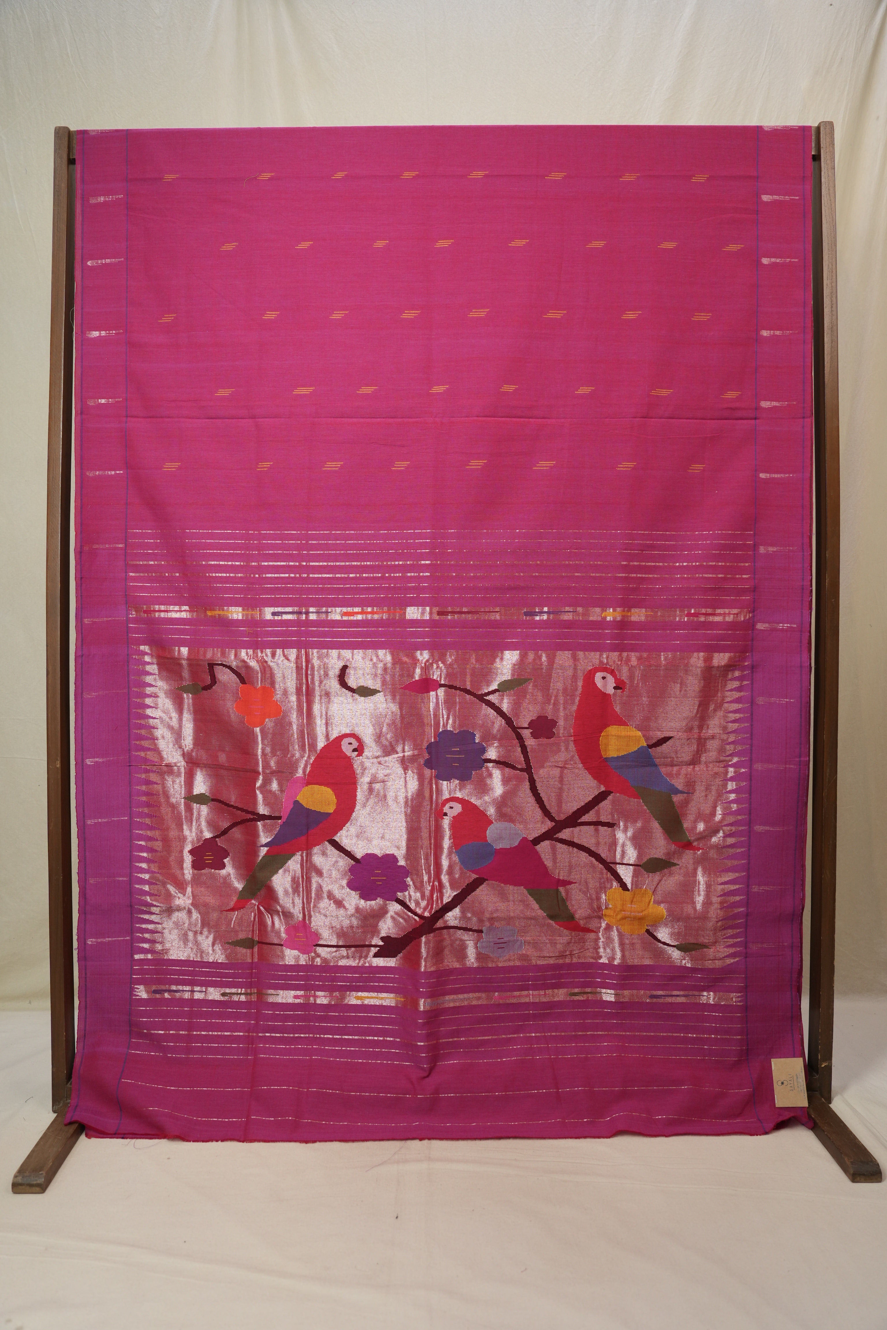 Magenta Cotton Paithani Saree - SRMCPS722