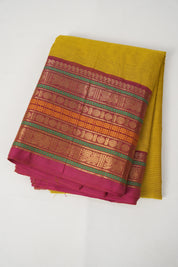 Mustard Yellow Kanchi Cotton Saree - SRMYKCS1057