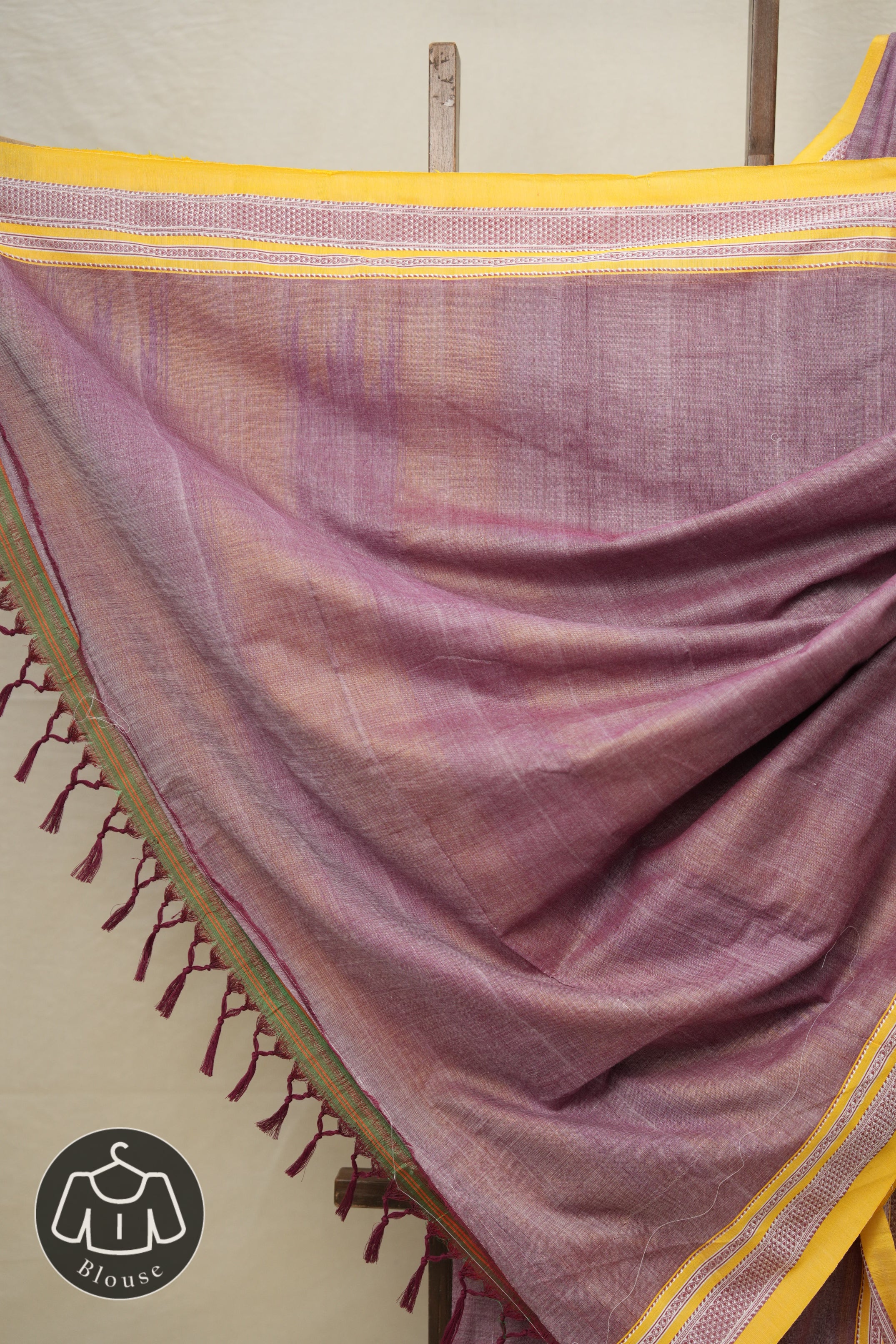 Light Maroon Cotton Ilkal Saree with Chikki Border - SRLMCIS641