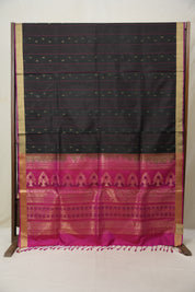 Black Soft Silk Saree - SRBSSS340