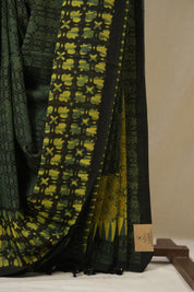 Green HBP Cotton Ajrakh Saree - SRGCAS01