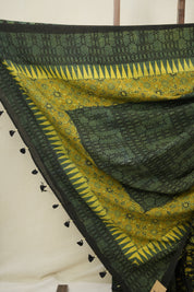 Green HBP Cotton Ajrakh Saree - SRGCAS01